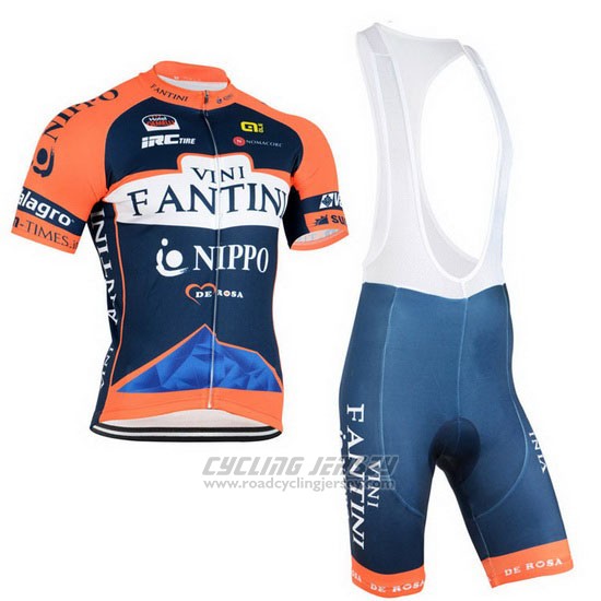 2015 Cycling Jersey Vini Fantini Orange and Blue Short Sleeve and Bib Short